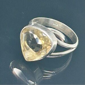 Citrine Heart Ring on Sterling Silver Size 8